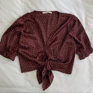 Abercrombie tie front cropped top